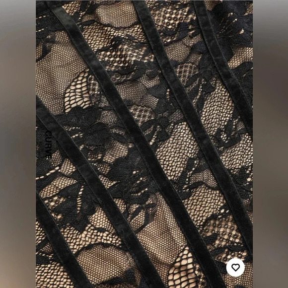 Cider U-Neckline Black Lace Corset Top Curve & Plus 1XL Coquette Grunge Goth - Picture 6 of 11